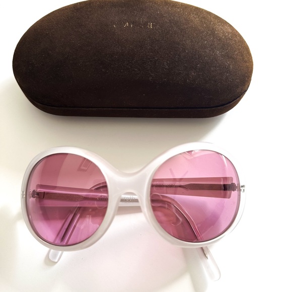 Vintage Campaign Christian Roth Sunglasses Pink Lens White Frames made in Japan